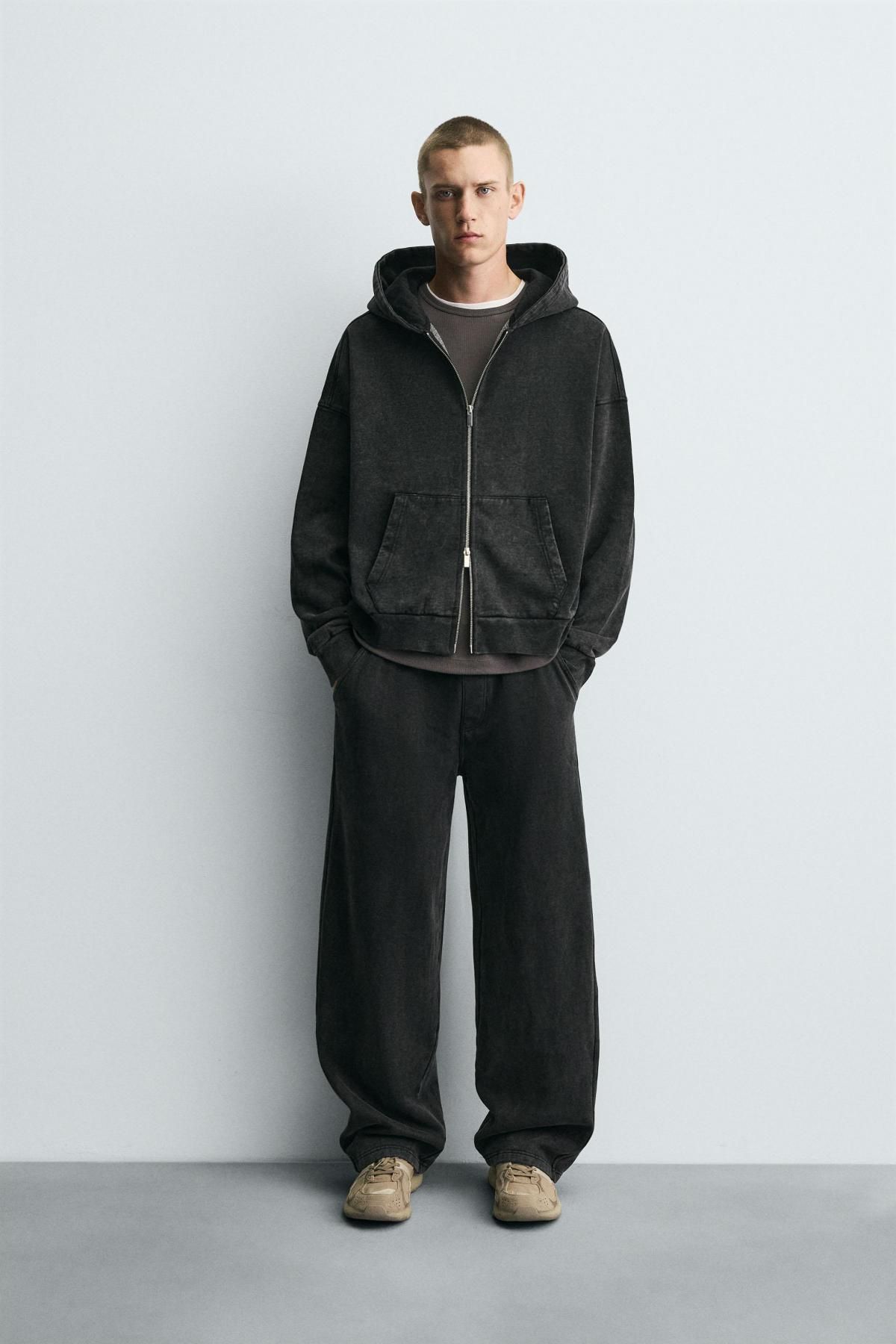 자라 워시드 테크니컬 오버핏 후드 집업 3443/334 DARK GREY - 상세 이미지 2