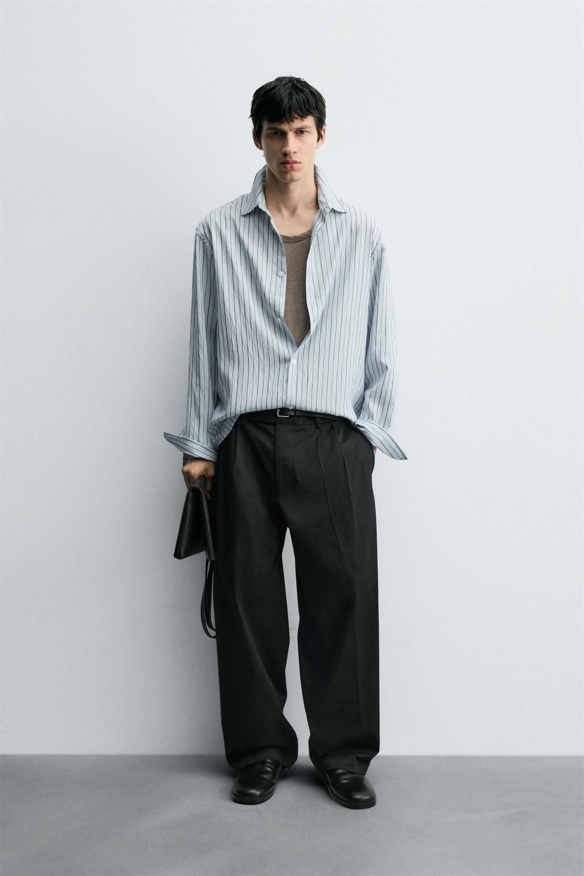 자라 스트라이프 테크니컬 텍스처 긴팔 셔츠 0794/100 LIGHT SKY BLUE - 상세 이미지 2