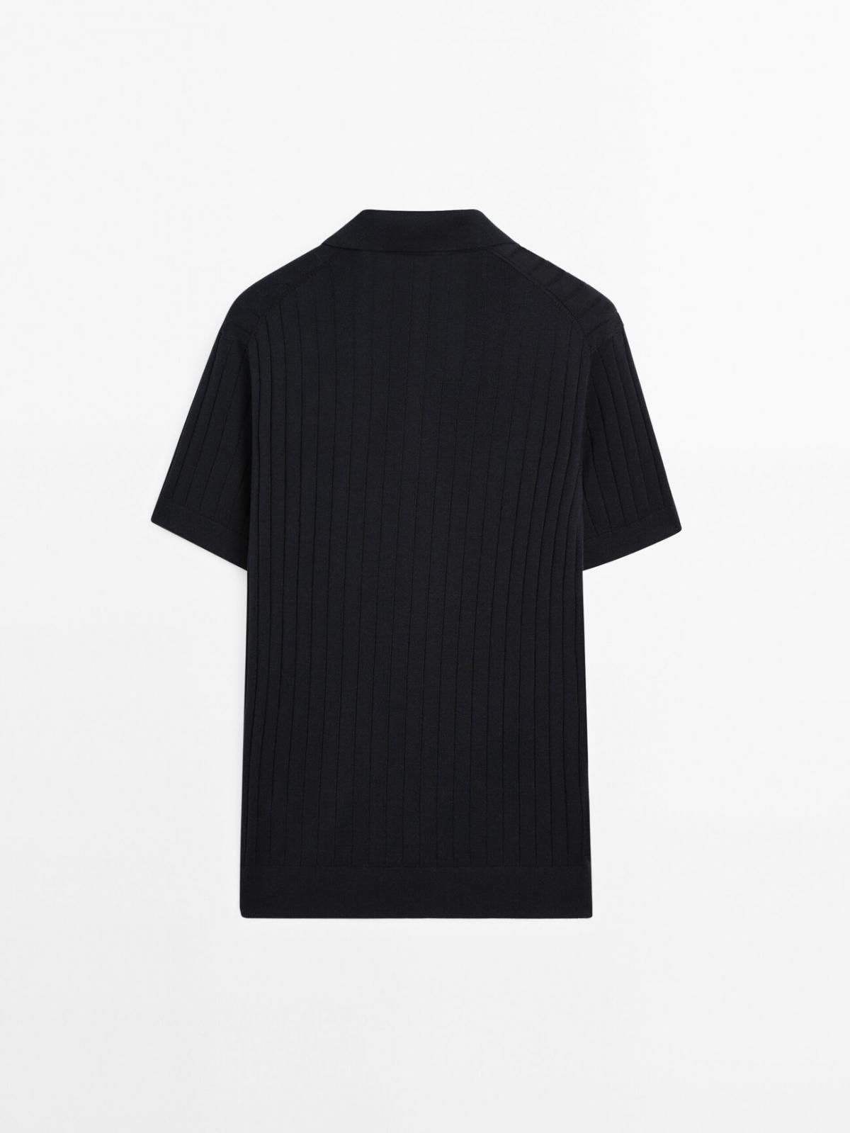 마시모두띠 리브드 테크니컬 코튼 반팔 폴로셔츠 0954/208 NAVY BLUE - 상세 이미지 5