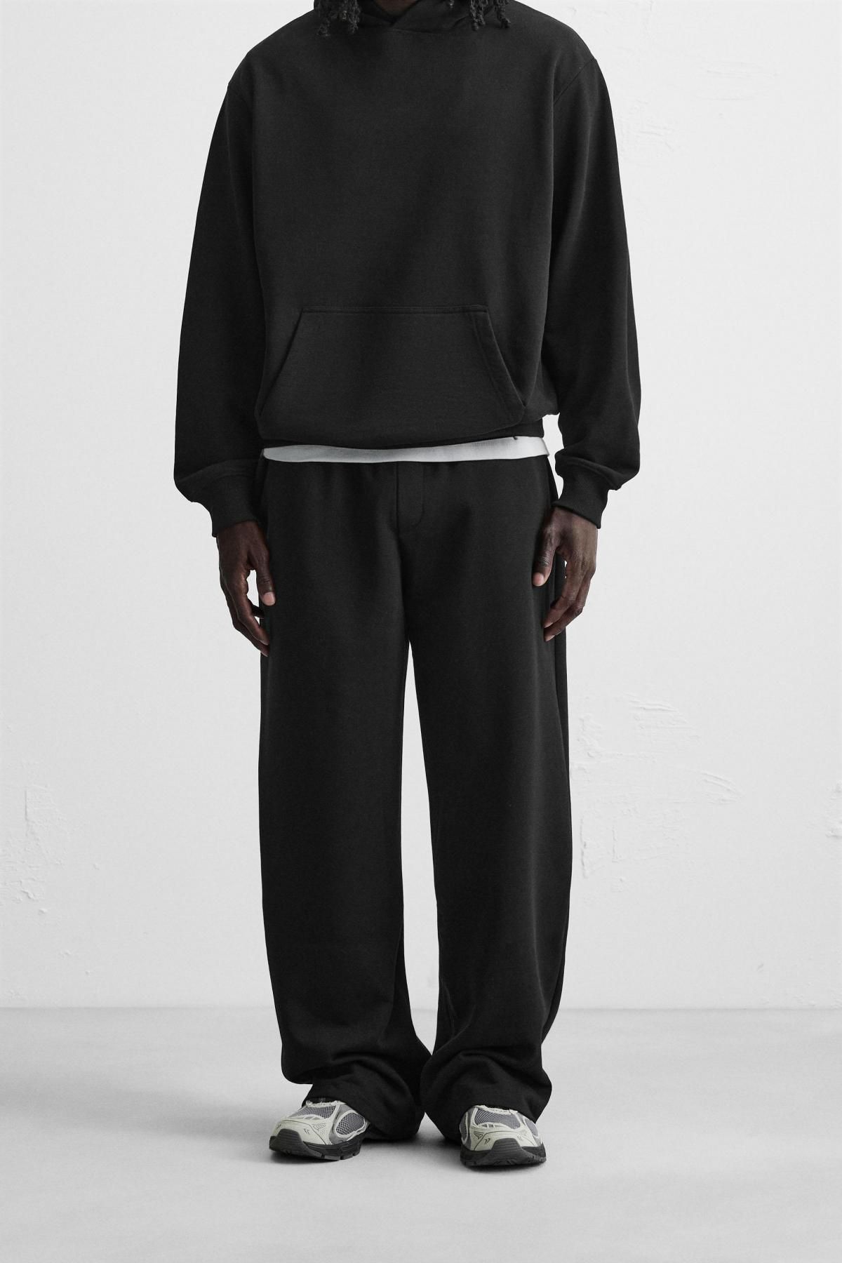 자라 코튼 포켓 와이드핏 조거 트레이닝 팬츠 0761/440 BLACK - 메인 이미지