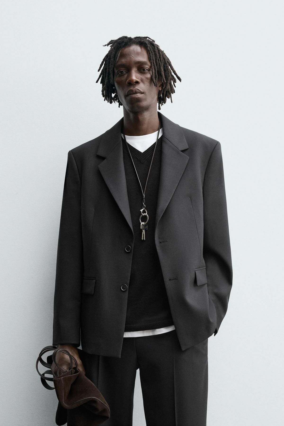 자라 울 블렌드 블랙 테일러드 블레이저 6607/791 BLACK - 상세 이미지 3