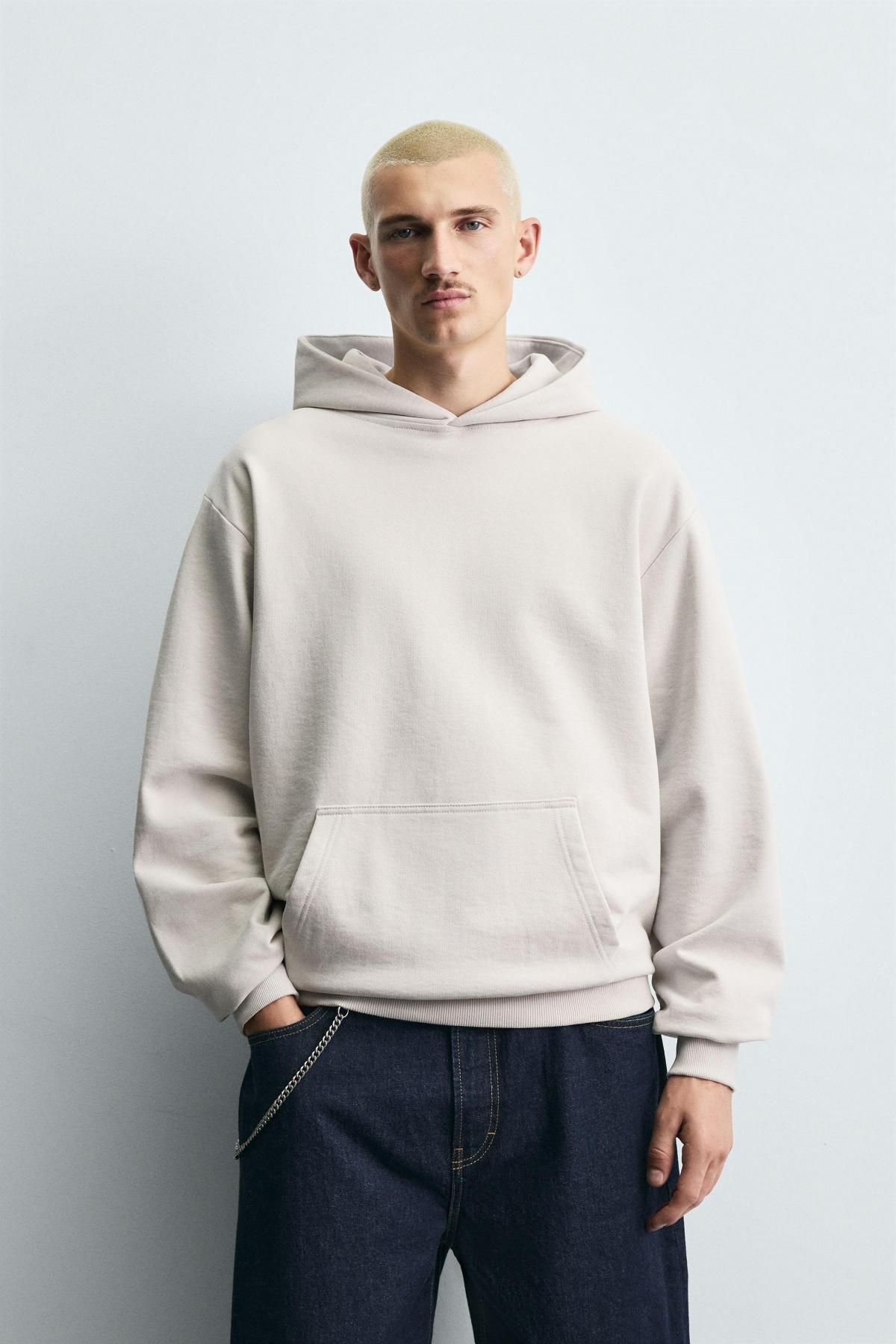자라 코튼 베이직 후드 스웨트셔츠 0761/370 LIGHT BEIGE - 상세 이미지 3