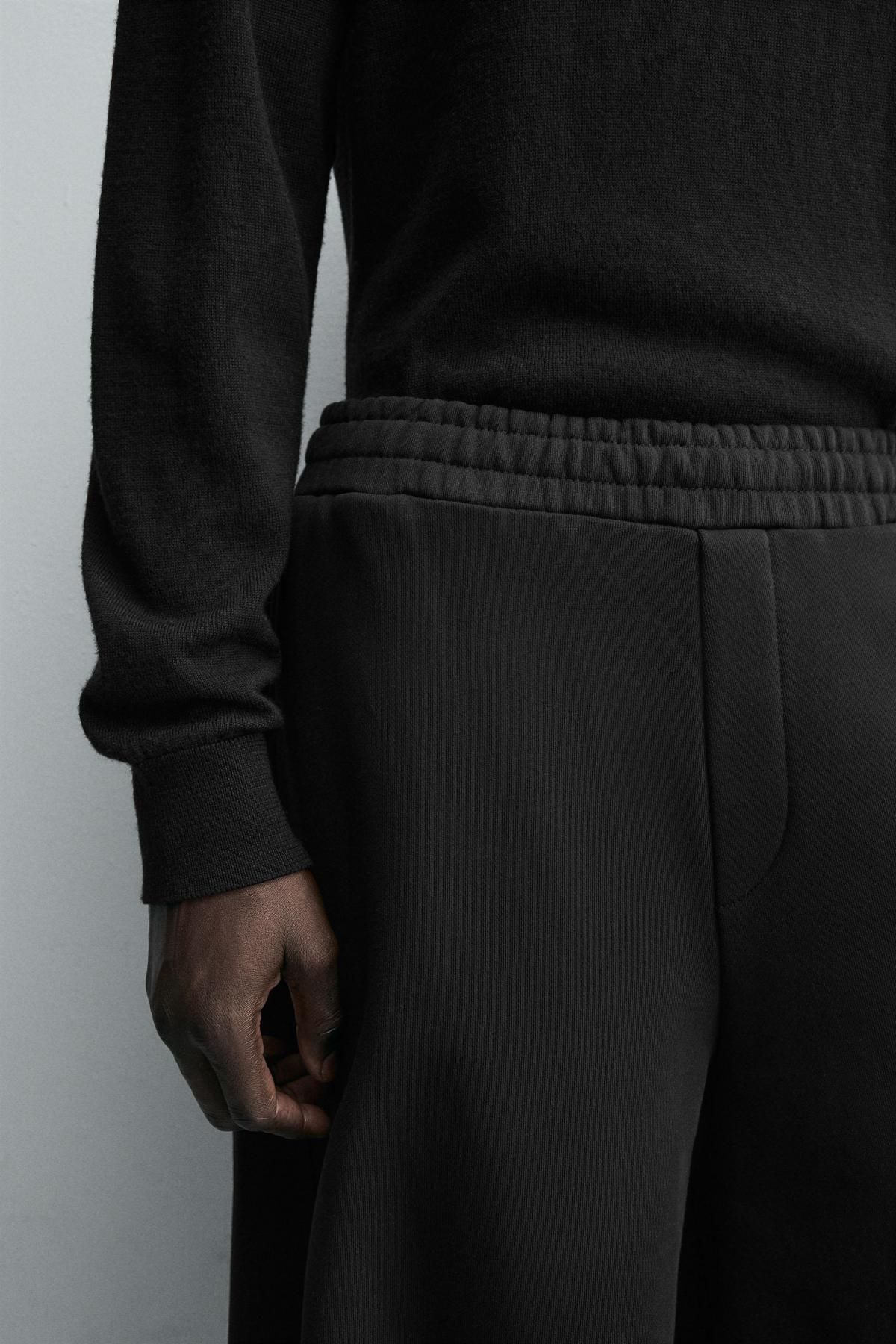 자라 오버핏 배기 와이드 코튼 밴딩 팬츠 4087/362 BLACK - 상세 이미지 5