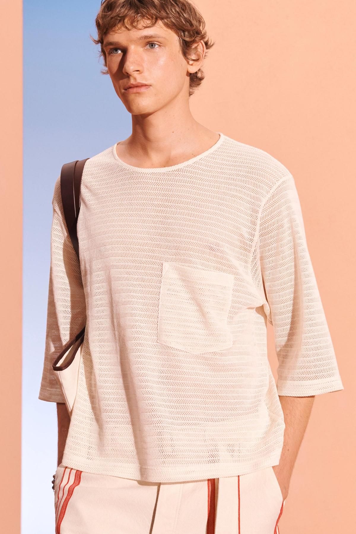 자라 스트라이프 와이드 코튼 팬츠 5718/305 ECRU / RED - 상세 이미지 4