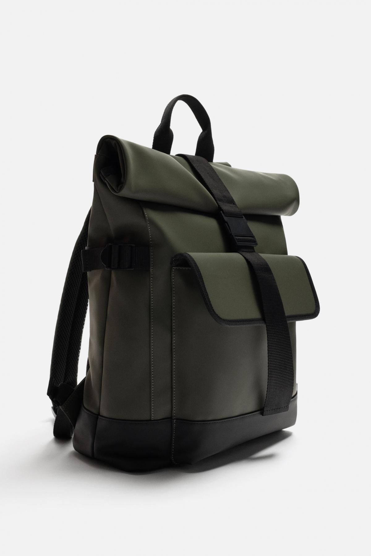 자라 테크니컬 러버라이즈드 롤탑 백팩 3203/620 KHAKI GREEN - 상세 이미지 2