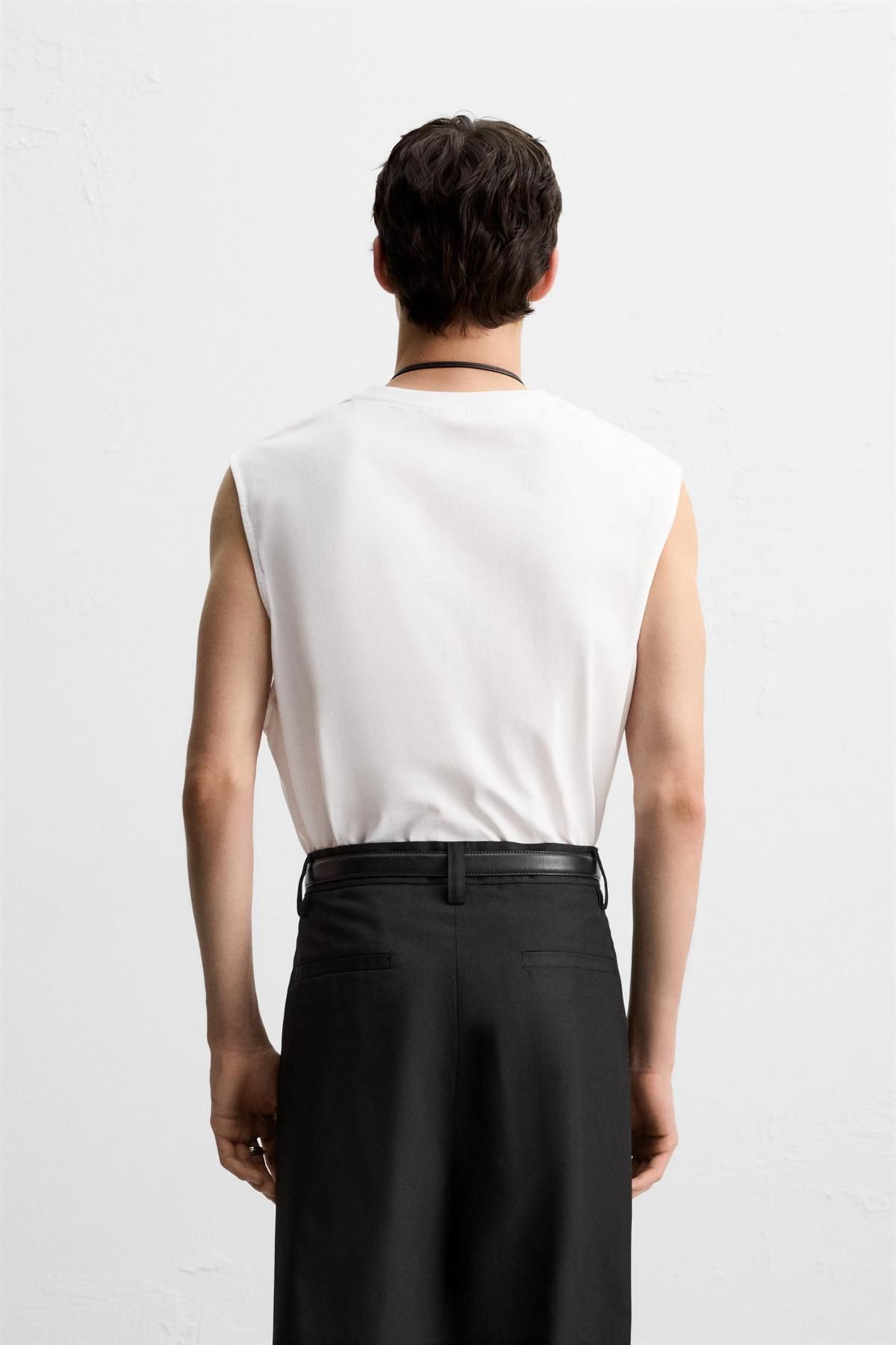 자라 미니멀 릴랙스핏 민소매 티셔츠 0722/302 WHITE - 상세 이미지 4