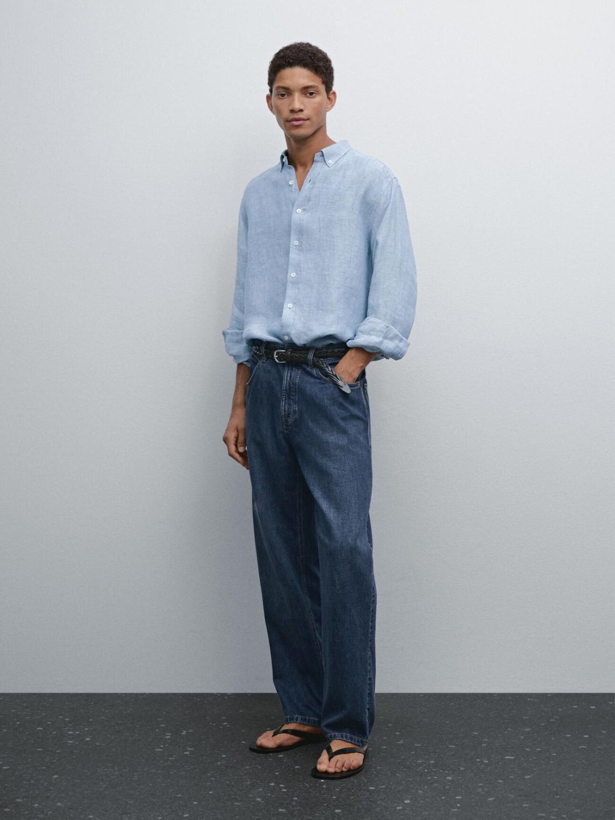 마시모두띠 리넨 클래식 레귤러핏 옥스포드 긴팔셔츠 1744/294 BLUE - 상세 이미지 2