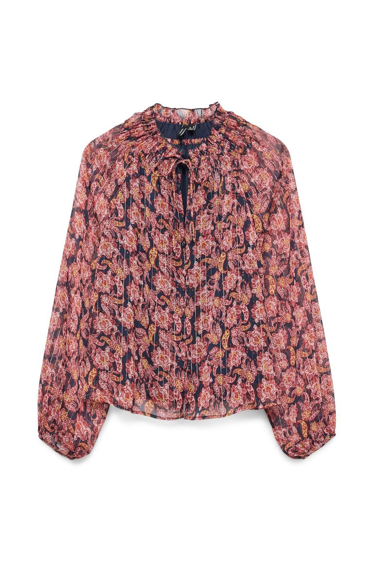 베로모다 플라워 루렉스 쉬폰 블라우스 브이넥 7762344 MULTICOLOR - 상품 이미지