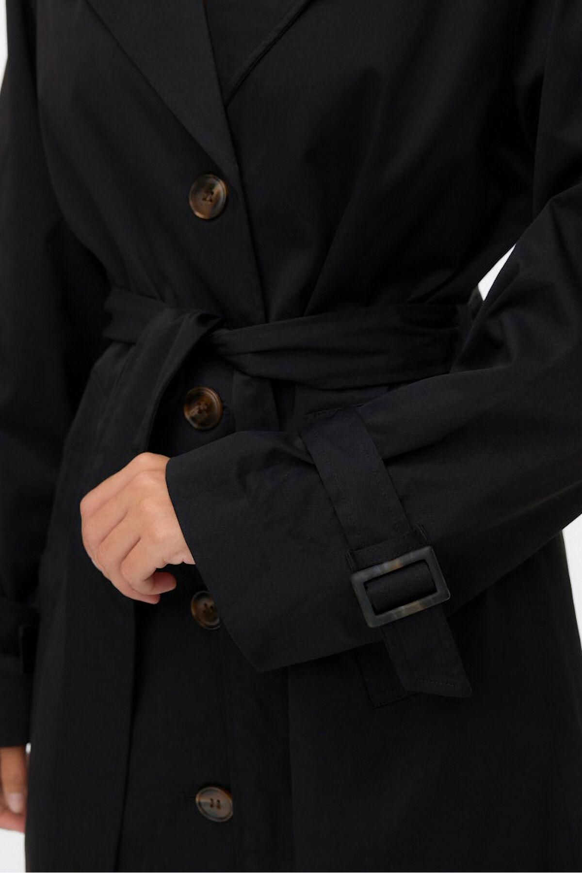 베로모다 벨트 블랙 롱 트렌치코트 6432548 NEGRO - 상세 이미지 3