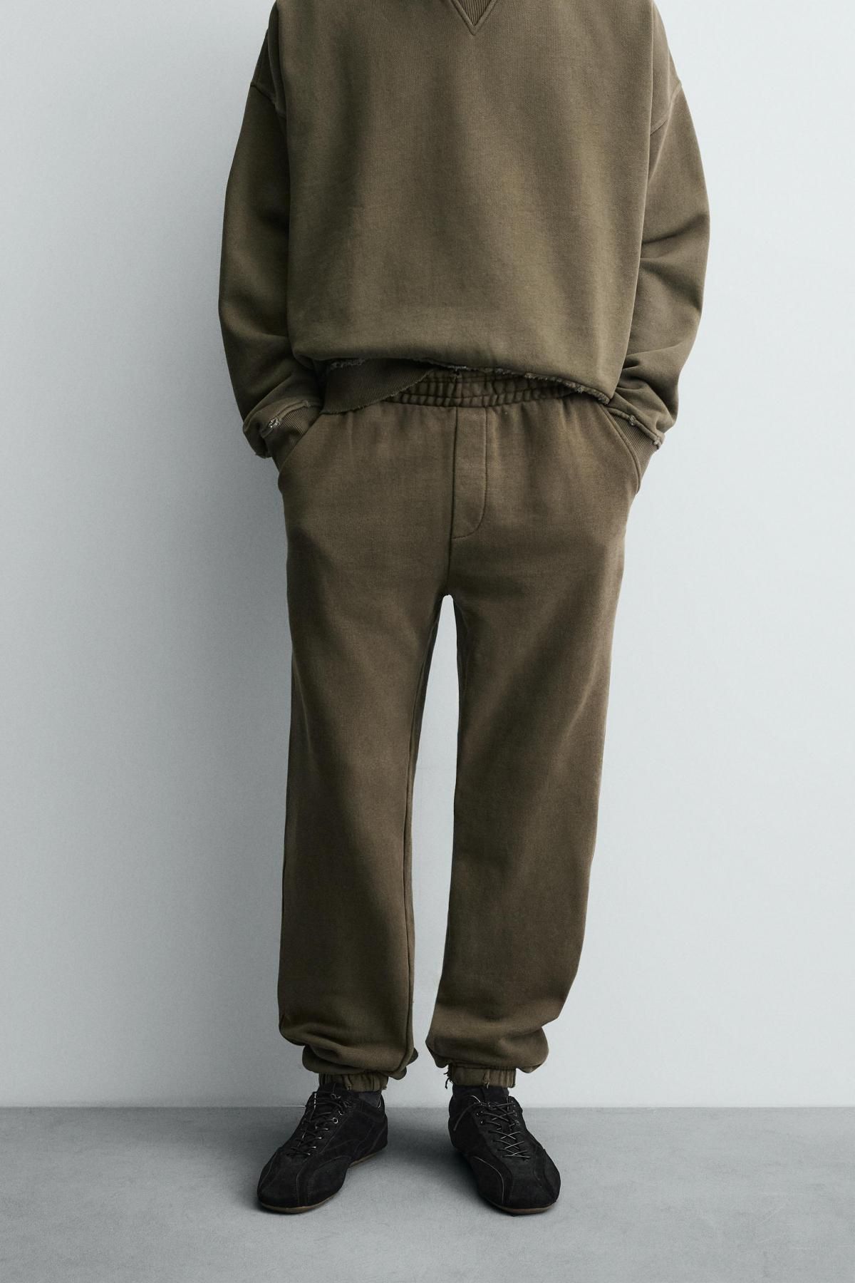 자라 스트레치 코튼 와이드 워시드 조거 팬츠 3443/306 KHAKI - 상세 이미지 3