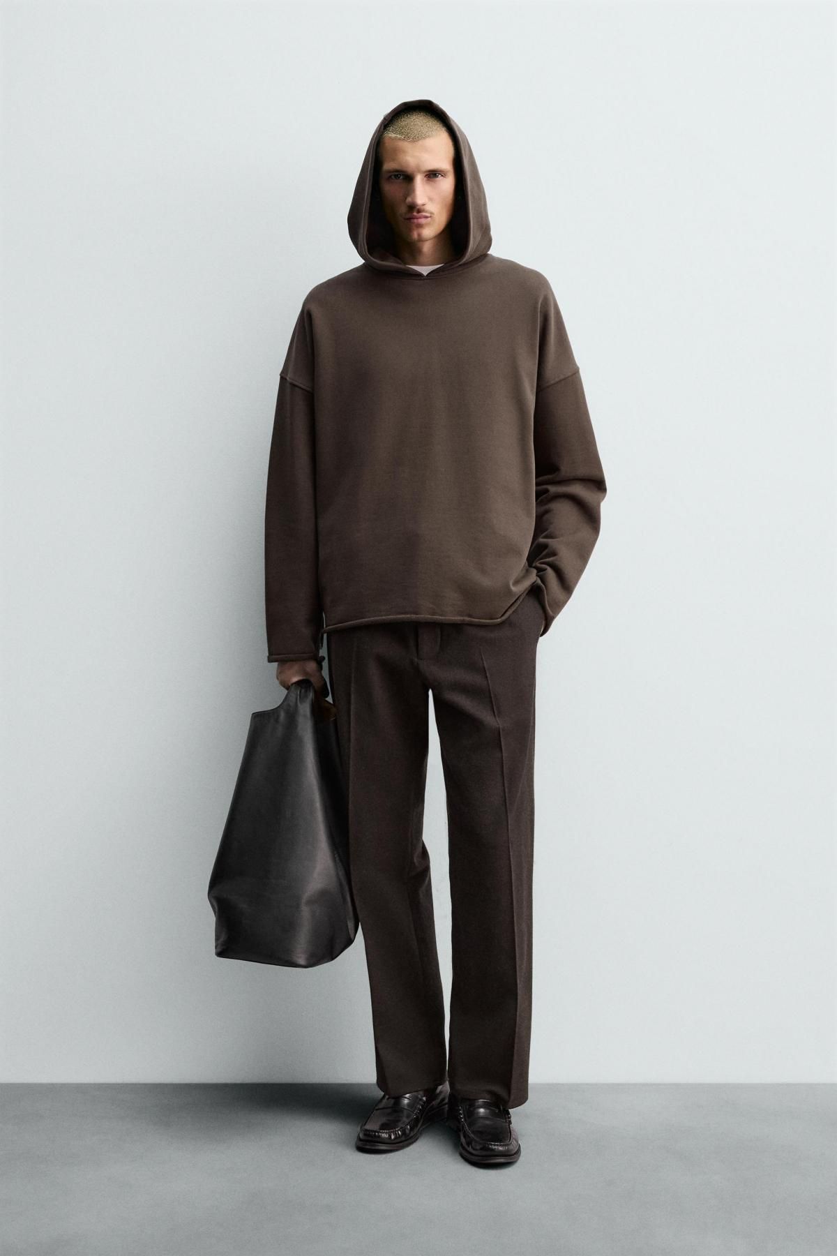 자라 릴랙스핏 코튼 후드 스웨트셔츠 4087/381 BROWN - 상세 이미지 2