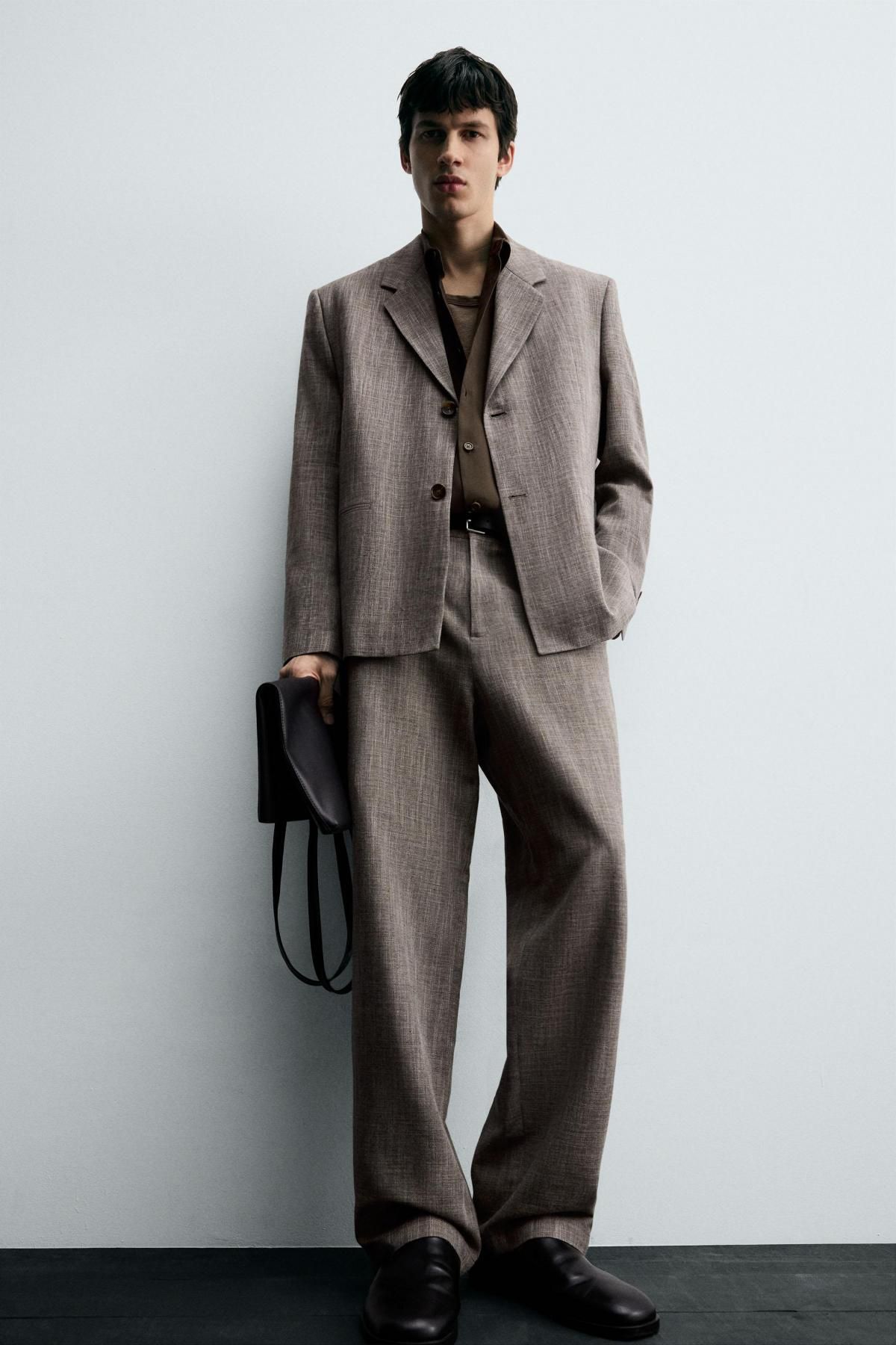 자라 테크니컬 슬림핏 텍스처 수트 팬츠 5905/484 LIGHT BROWN - 상세 이미지 5