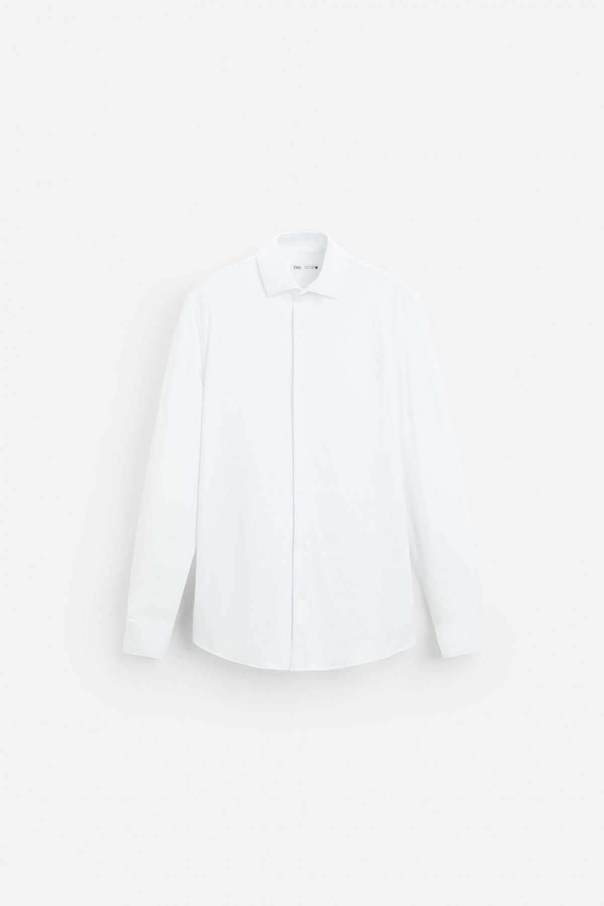 자라 텍스처 슬림핏 스트레치 셔츠 4047/476 WHITE - 메인 이미지