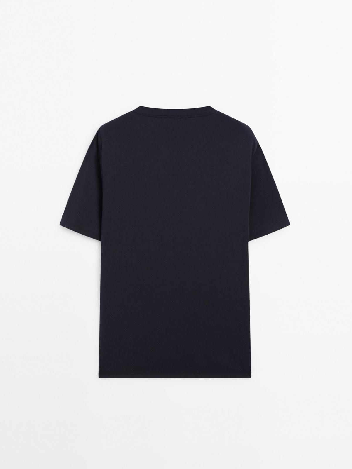 마시모두띠 미니멀 슬림핏 코튼블렌드 반팔 티셔츠 1414/207 NAVY BLUE - 상세 이미지 2