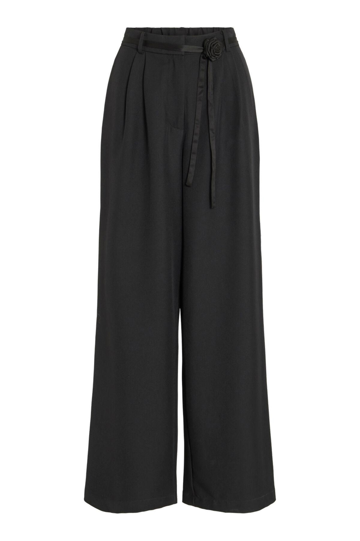 빌라 와이드 하이웨이스트 팬츠 플라워 벨트 3722171 NEGRO - 상세 이미지 5