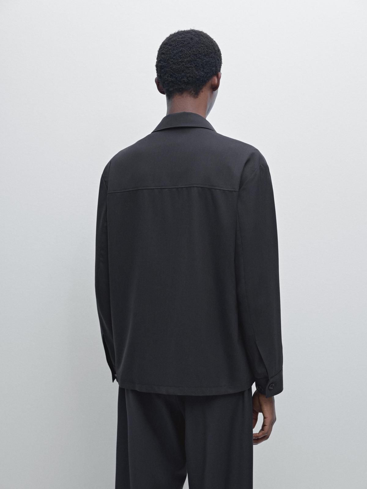 마시모두띠 테크니컬 쿨 울 블렌드 오버셔츠 2811/371 NAVY BLUE - 상세 이미지 4