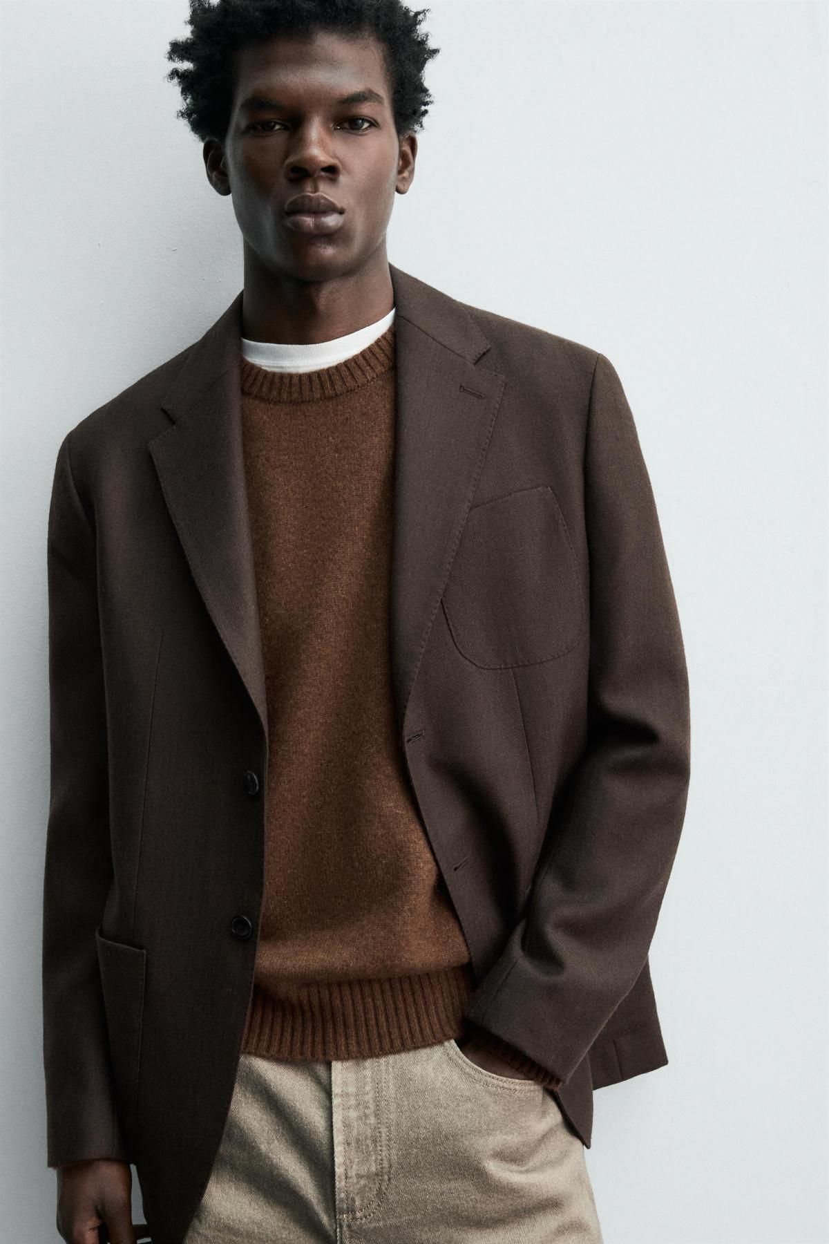자라 이탈리안 울 클래식 테일러드 플란넬 블레이저 6767/516 CHOCOLATE 이미지 6