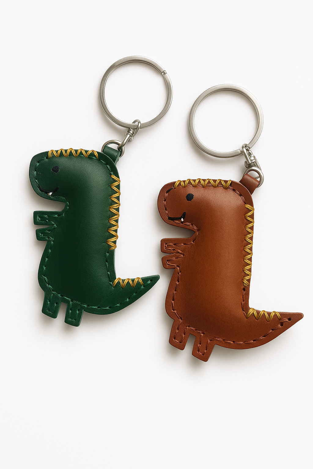 핸드메이드 귀여운 공룡 가죽 키링 Cute Dinosaur Keychain BIH - 상품 이미지