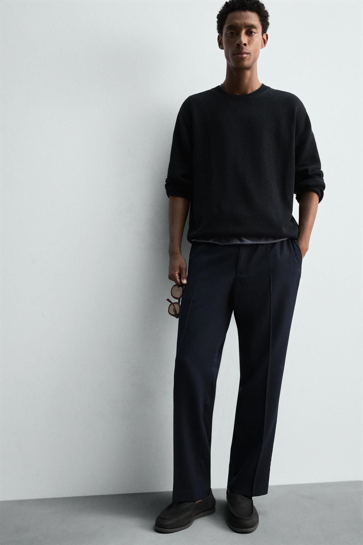 자라 100 울 레귤러핏 팬츠 4735/529 DARK NAVY - 상세 이미지 5