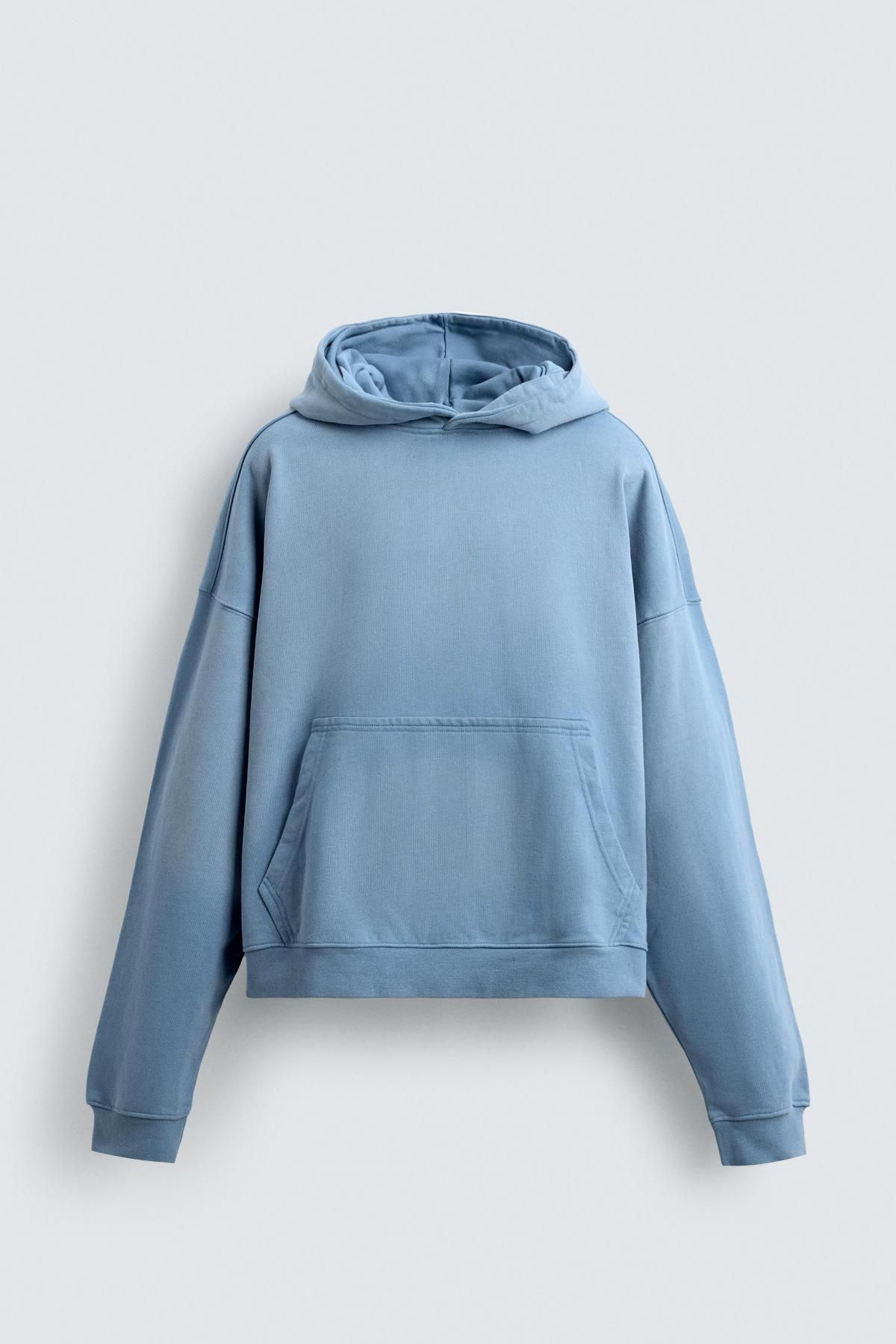 자라 스프레이워시 테크니컬 박시핏 후드 스웨트셔츠 4729/304 LIGHT BLUE - 메인 이미지
