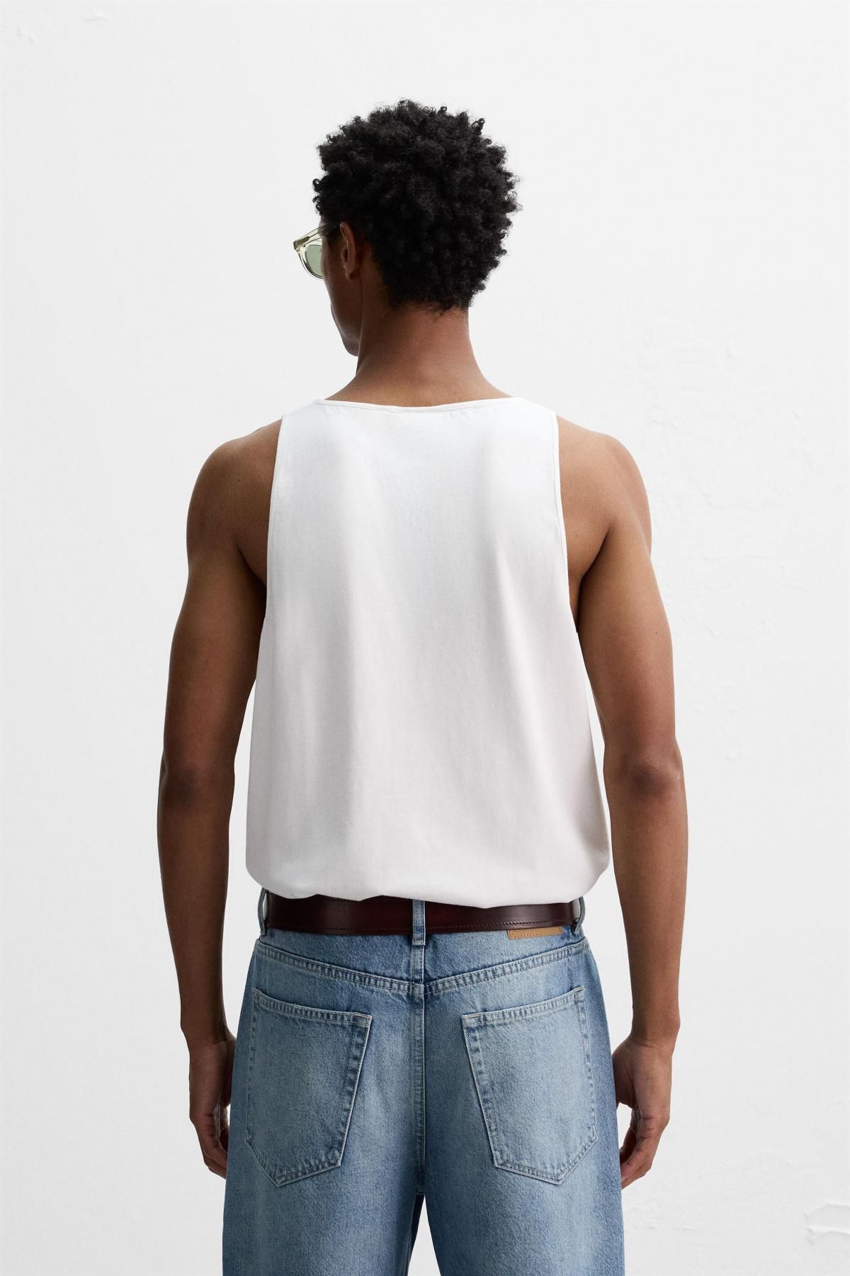 자라 컴팩트코튼 릴렉스핏 탱크탑 1501/315 WHITE - 상세 이미지 4