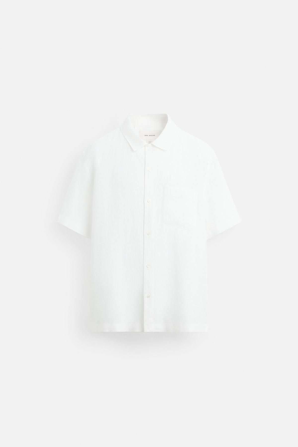 자라 100 리넨 버튼업 반팔셔츠 4336/181 WHITE - 메인 이미지