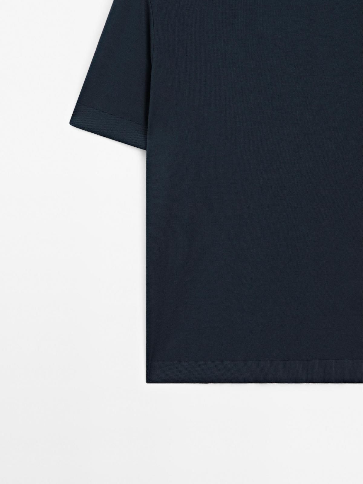 마시모두띠 100 코튼 골지 트림 반팔 티셔츠 0510/150 NAVY BLUE - 상세 이미지 4