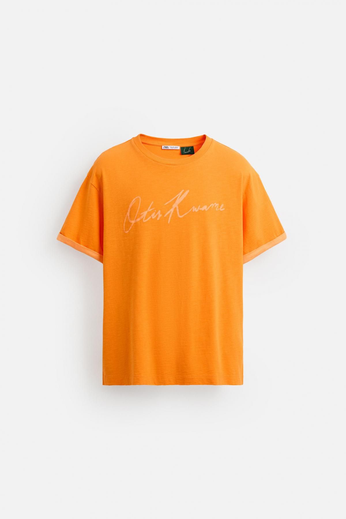 자라 오버핏 프린트 코튼 반팔 티셔츠 1277/321 ORANGE - 메인 이미지