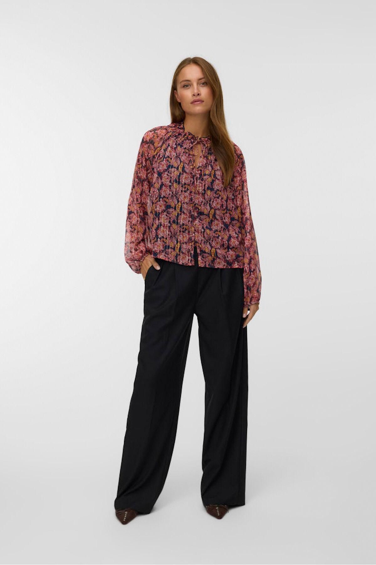 베로모다 플라워 루렉스 쉬폰 블라우스 브이넥 7762344 MULTICOLOR - 상세 이미지 2