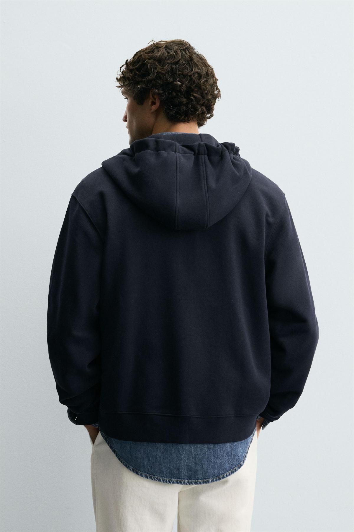 자라 베이직 네이비 테크니컬 후드 집업 4092/360 NAVY BLUE - 상세 이미지 4