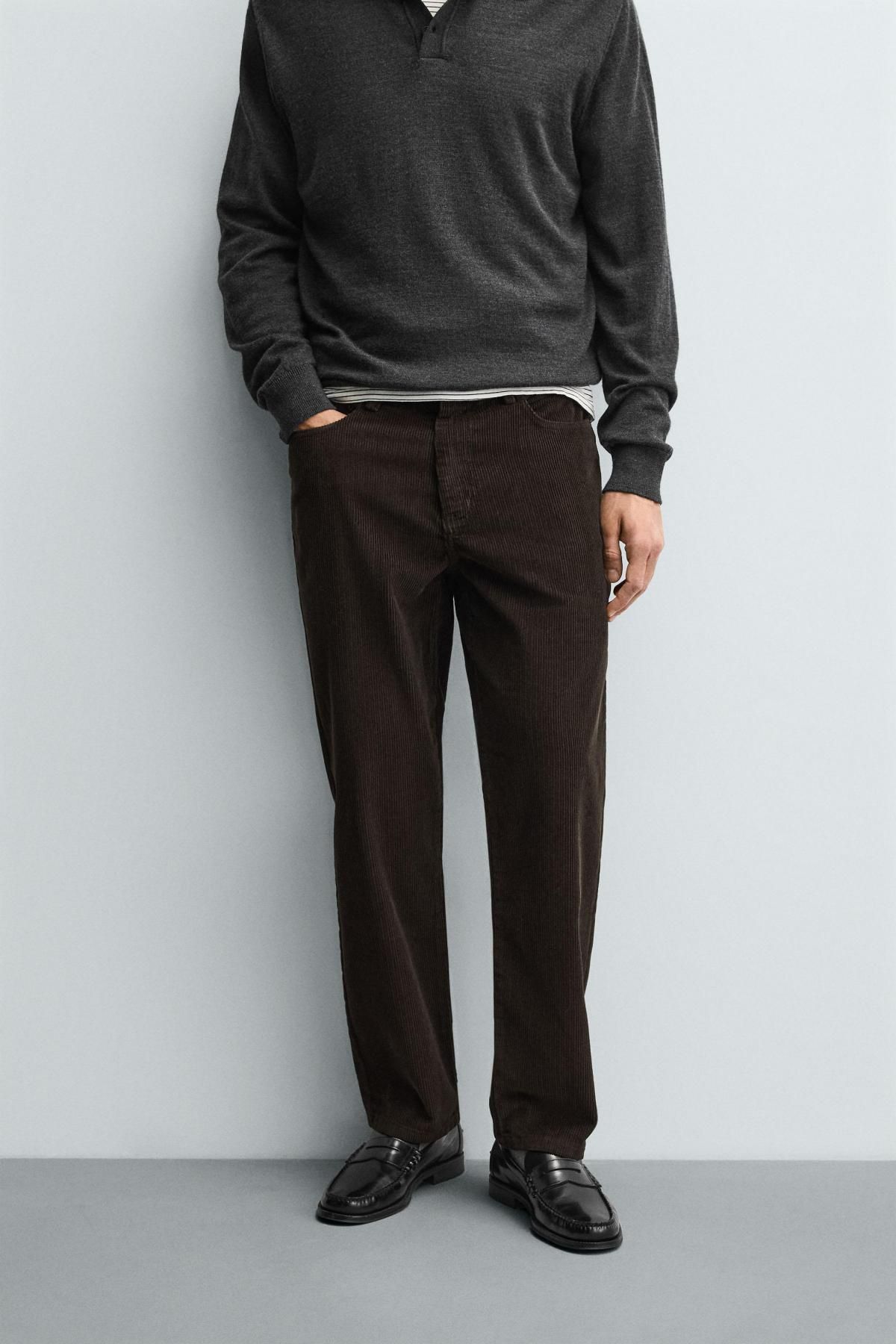 자라 코듀로이 레귤러핏 팬츠 4391/440 BROWN - 메인 이미지