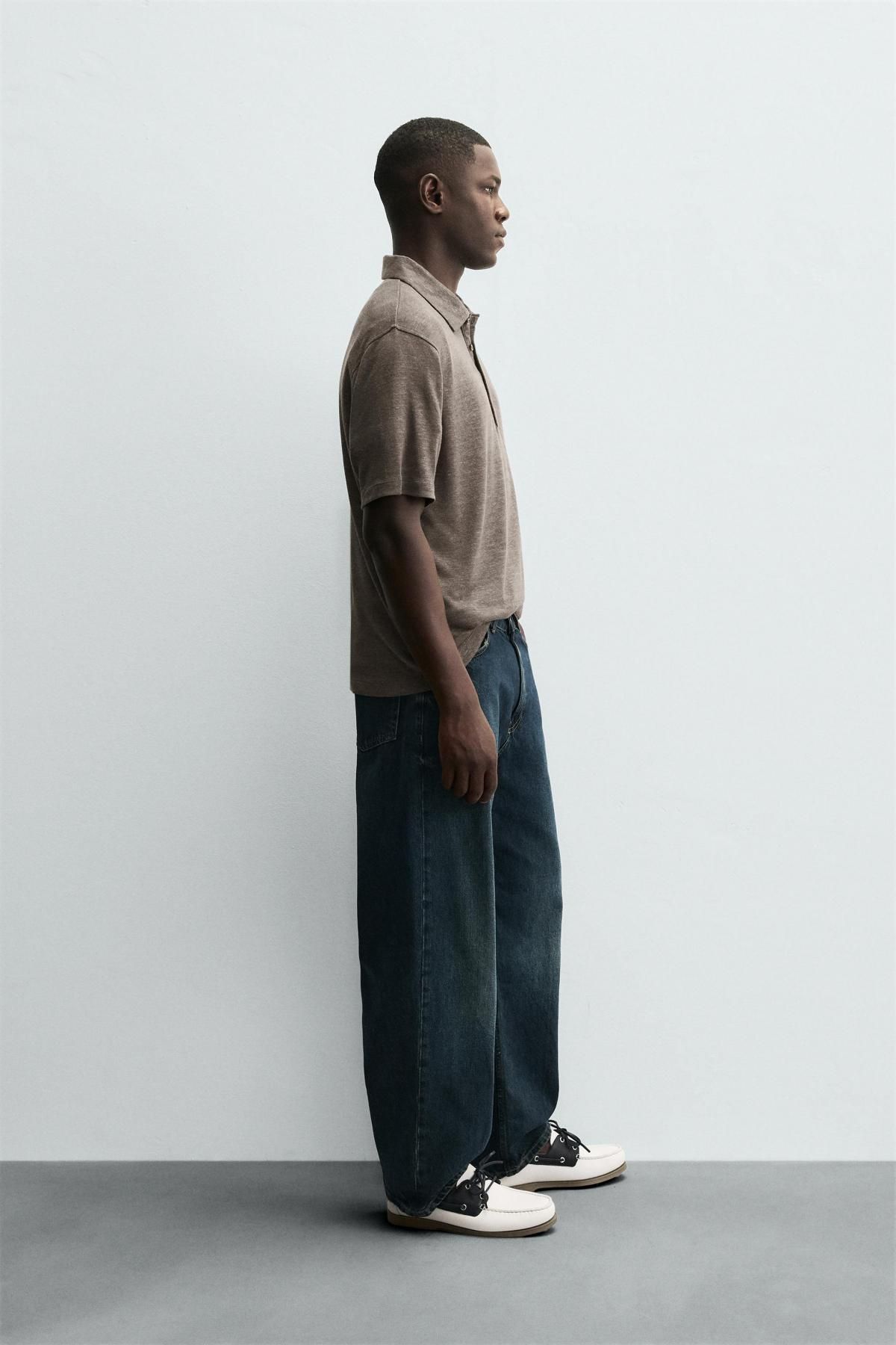 자라 프리미엄 릴랙스핏 헴프 비스코스 반팔 폴로셔츠 4853/314 BROWN - 상세 이미지 5