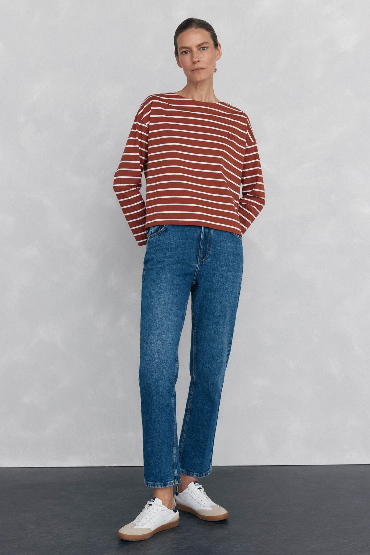페드로 델 이에로 프리미엄 스트라이프 코튼 긴팔 티셔츠 8622525 NARANJA - 상세 이미지 4