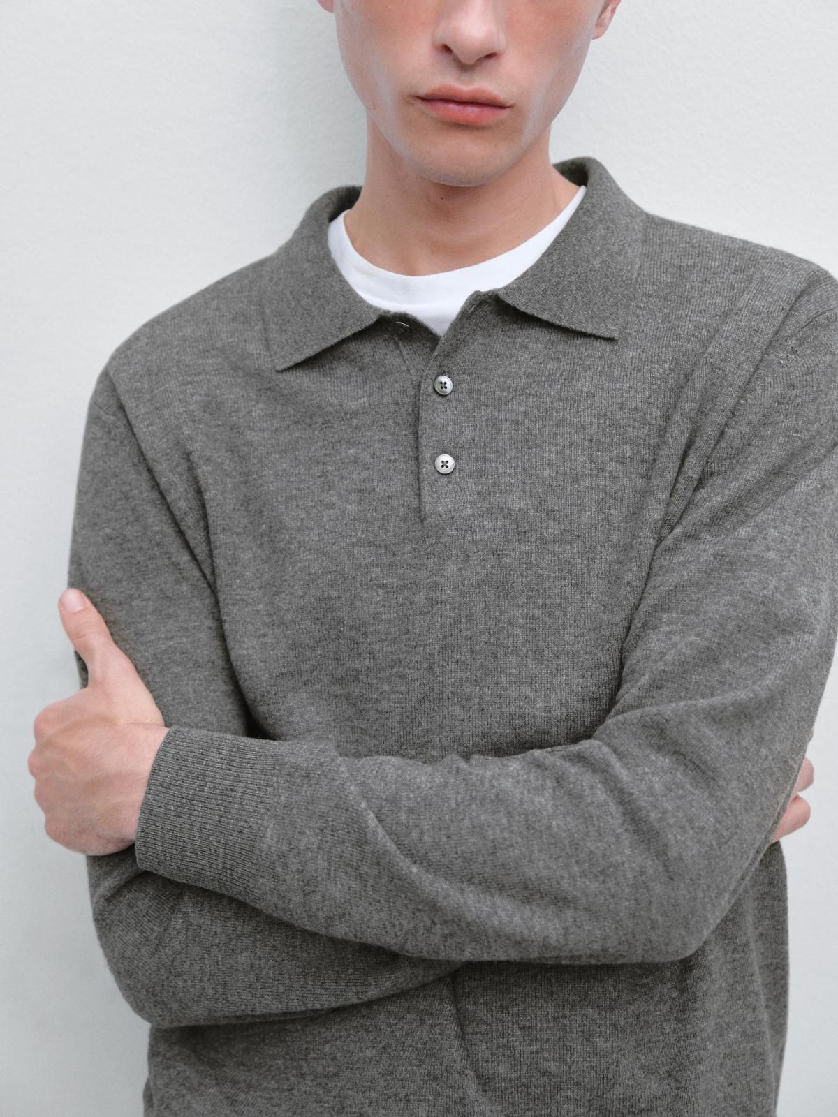 마시모두띠 테크니컬 울블렌드 그레이 니트 폴로 스웨터 1011/240 ANTHRACITE GREY - 상세 이미지 5