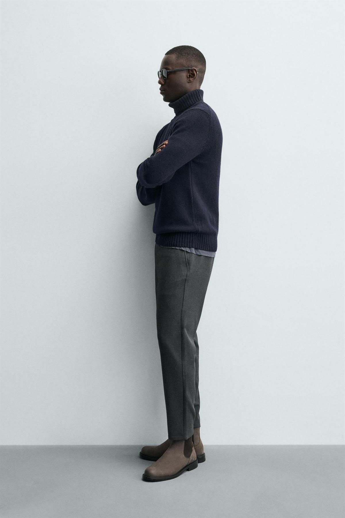 자라 테크니컬 텍스처 슬림핏 슬랙스 팬츠 0706/648 DARK GREY MARL - 상세 이미지 4