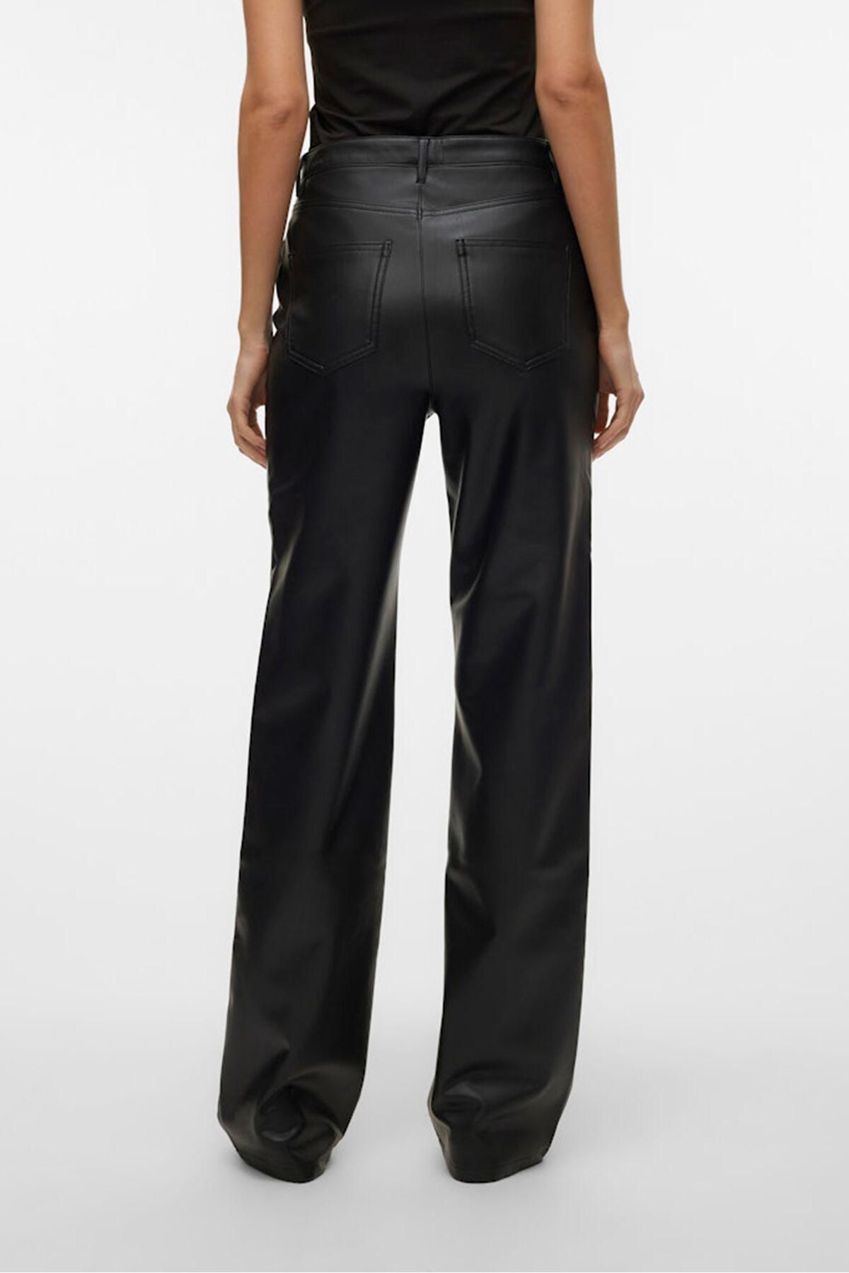 베로모다 페이크 레더 하이웨이스트 와이드 팬츠 6398265 NEGRO - 상세 이미지 5