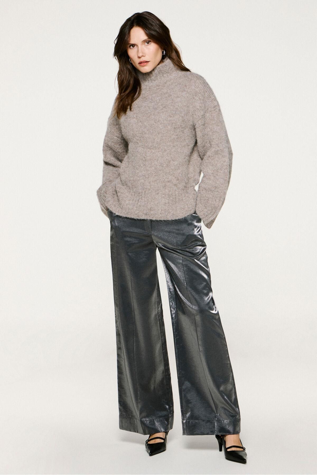 셀렉티드 메탈릭 와이드 슬랙스 팬츠 3722193 NEGRO - 상세 이미지 2