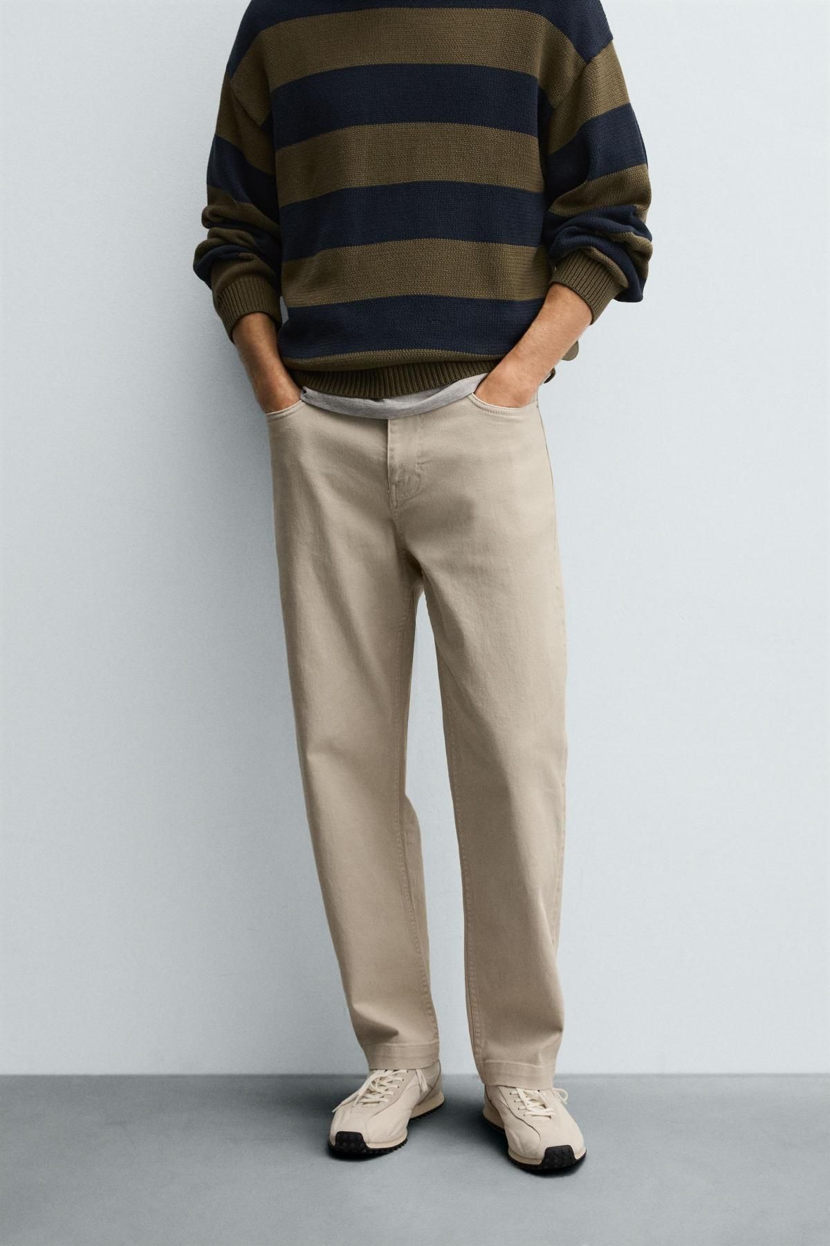 자라 베이직 스트레치 코튼 스트레이트 팬츠 2342/301 ECRU - 상품 이미지