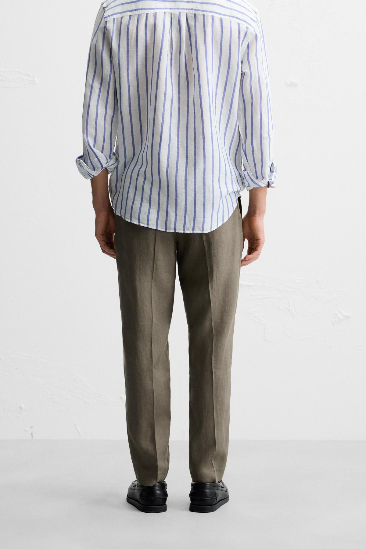 자라 100 리넨 팬츠 4410/010 LIGHT KHAKI - 상세 이미지 3