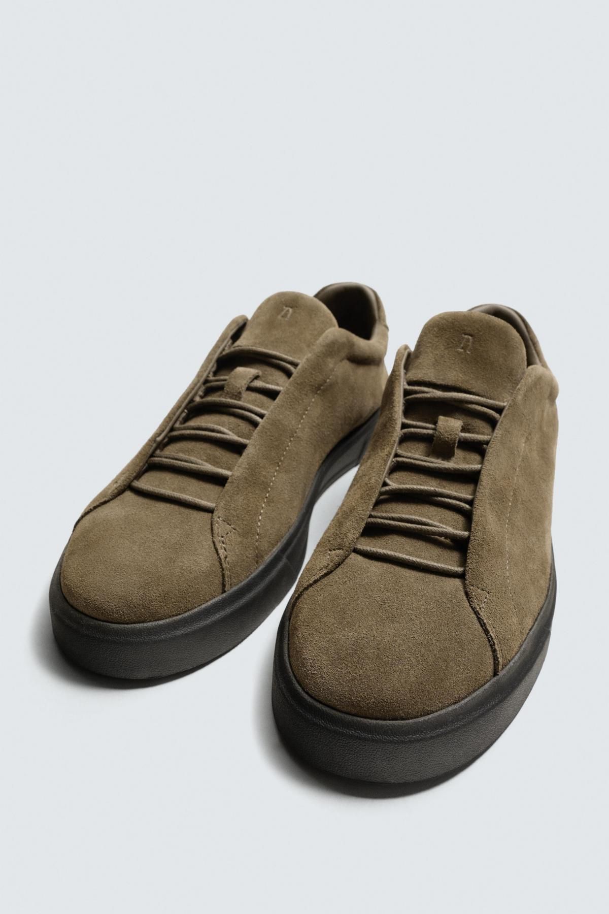 자라 프리미엄 레더 스웨이드 로우탑 스니커즈 2209/720 TAUPE GREY - 상세 이미지 5