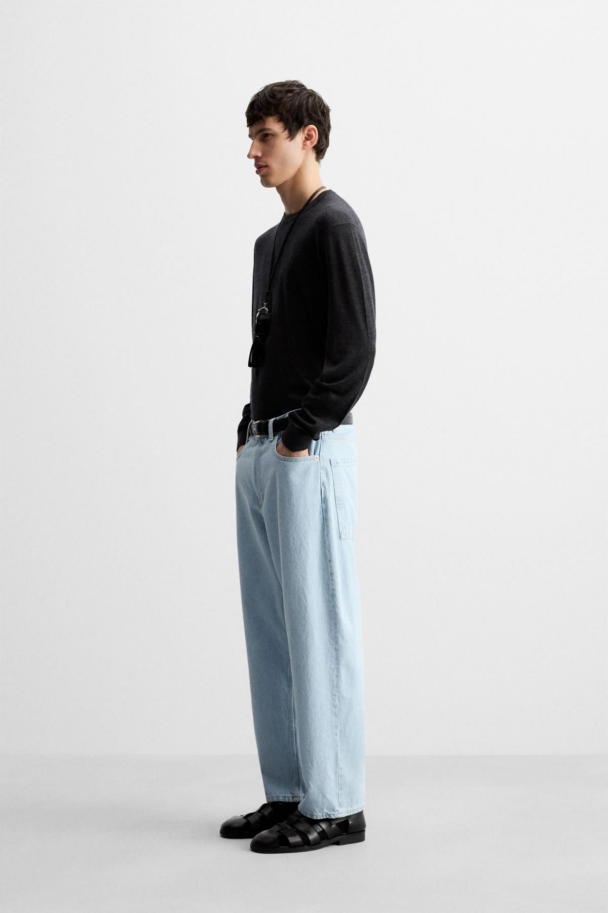자라 테이퍼드 와이드핏 데님 청바지 9942/370 LIGHT BLUE - 상세 이미지 4
