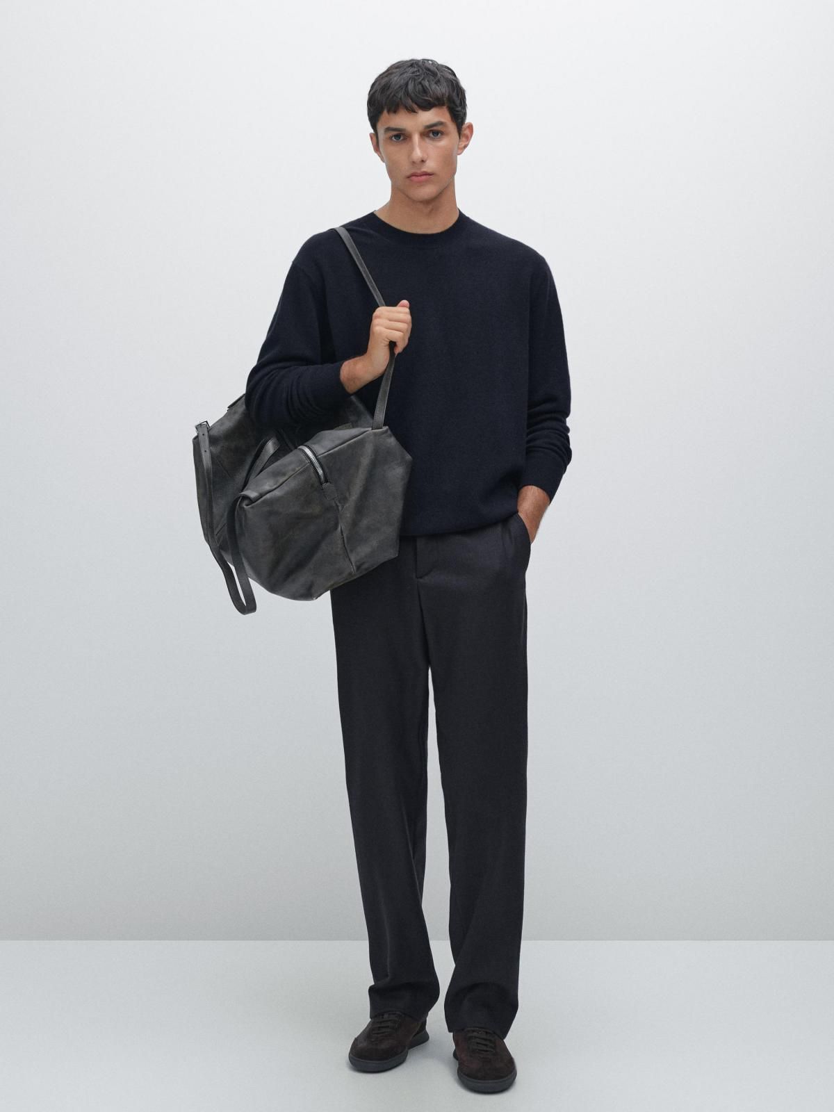 마시모두띠 미니멀 울블렌드 라운드 니트 스웨터 1010/240 NAVY BLUE - 상세 이미지 2