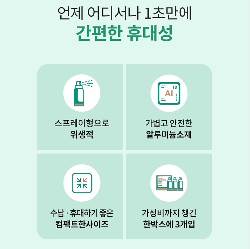 프로폴리스 입냄새 제거 스프레이 3개 뿌리는 구취제거제 프로폴리스 구강청결제 휴대용 가글 이미지 8