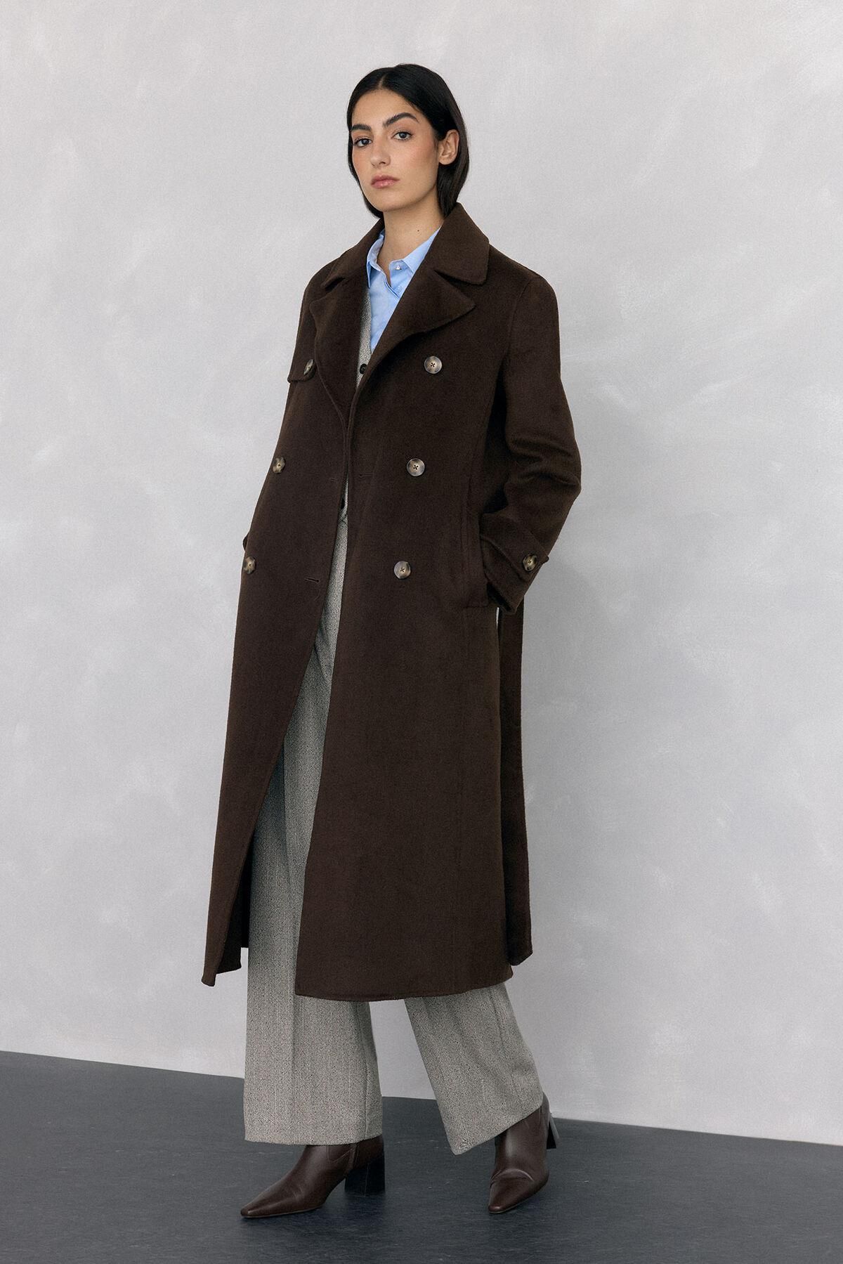 페드로 델 이에로 테크니컬 더블페이스 롱 트렌치코트 7522237 MARRON - 메인 이미지