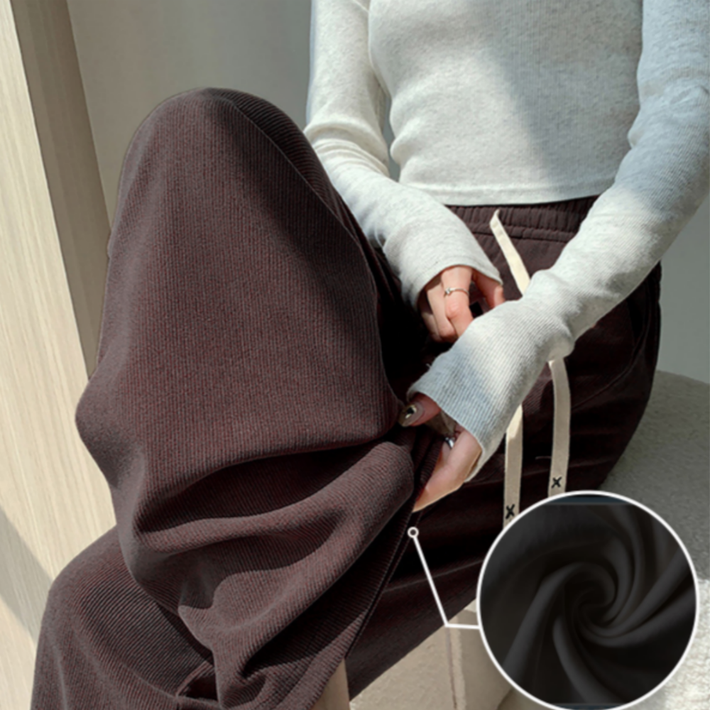 코듀로이 기모 와이드팬츠 여성 골덴 밴딩바지 6color 차콜, 심플타입 Free(44-77) - 상세 이미지 4