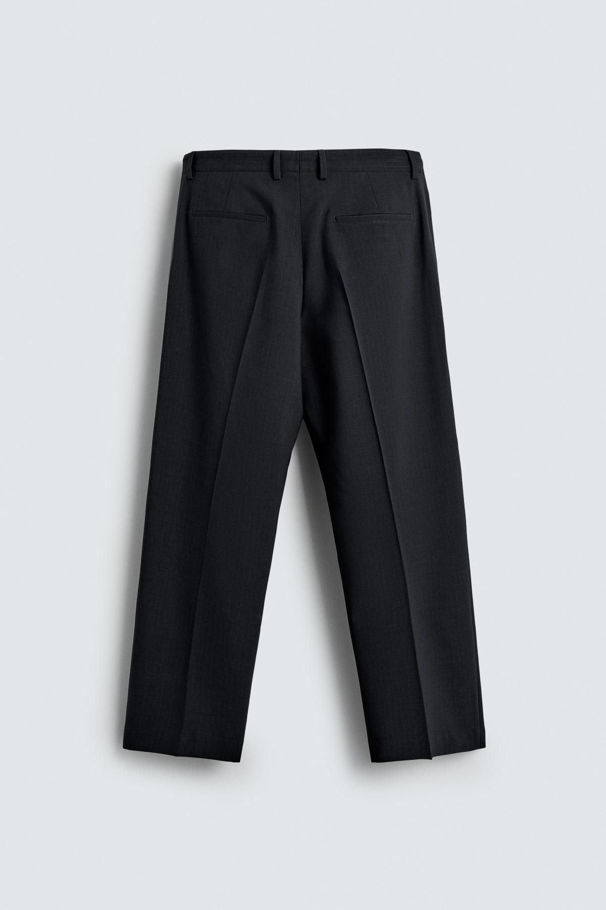 자라 와이드핏 스트라이프 테크니컬 정장 팬츠 5895/908 DARK NAVY 이미지 8