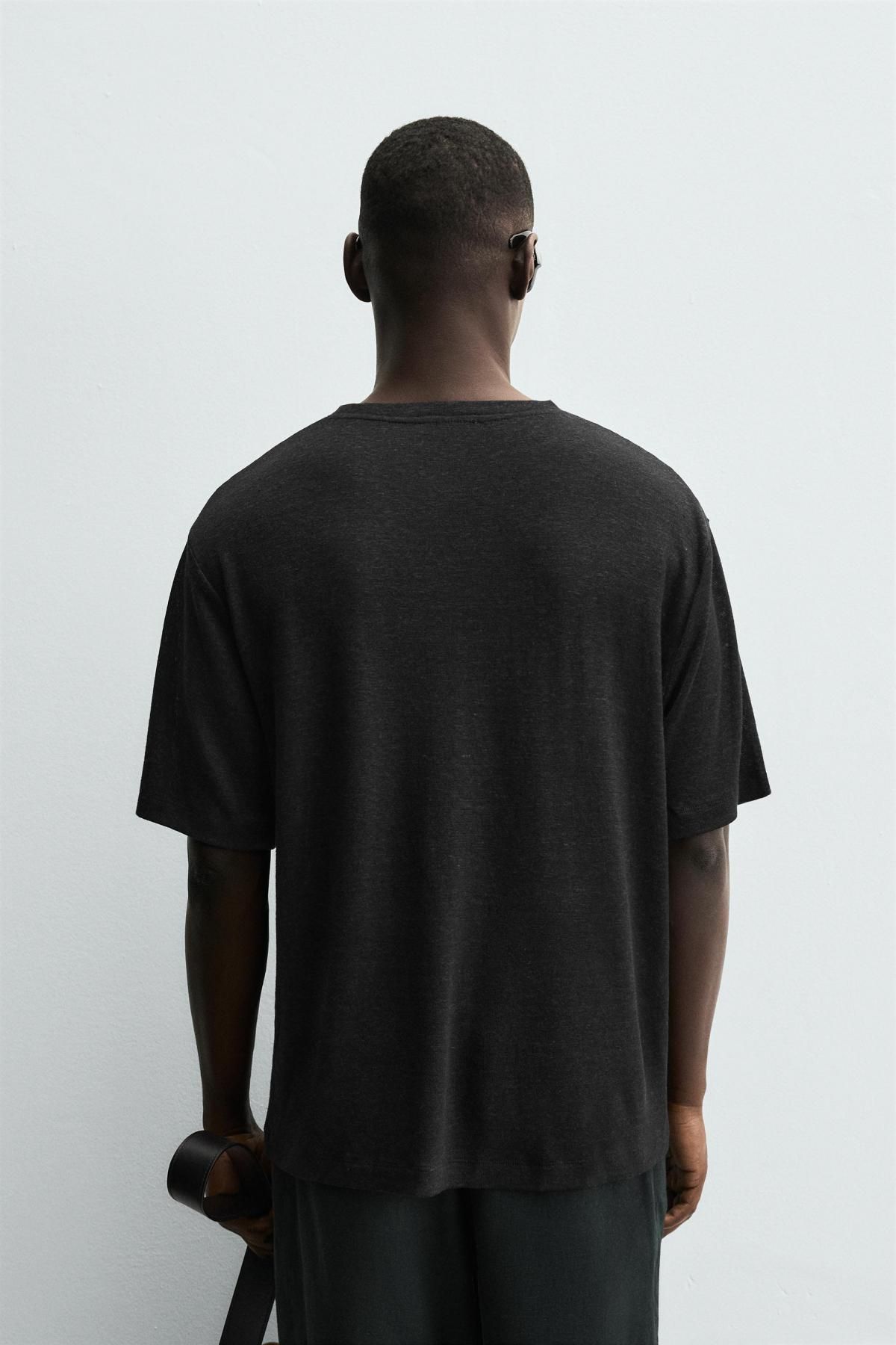 자라 헴프 테크니컬 반팔 티셔츠 4853/310 BLACK - 상세 이미지 4