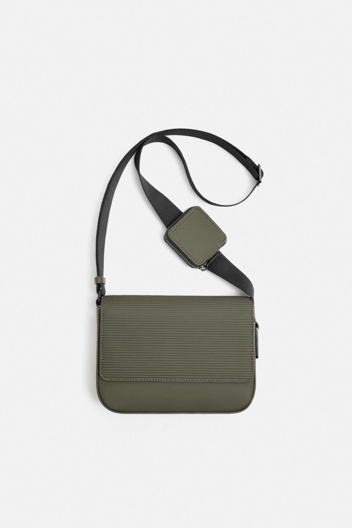 자라 테크니컬 러버라이즈 텍스처 크로스백 3519/620 KHAKI GREEN - 메인 이미지