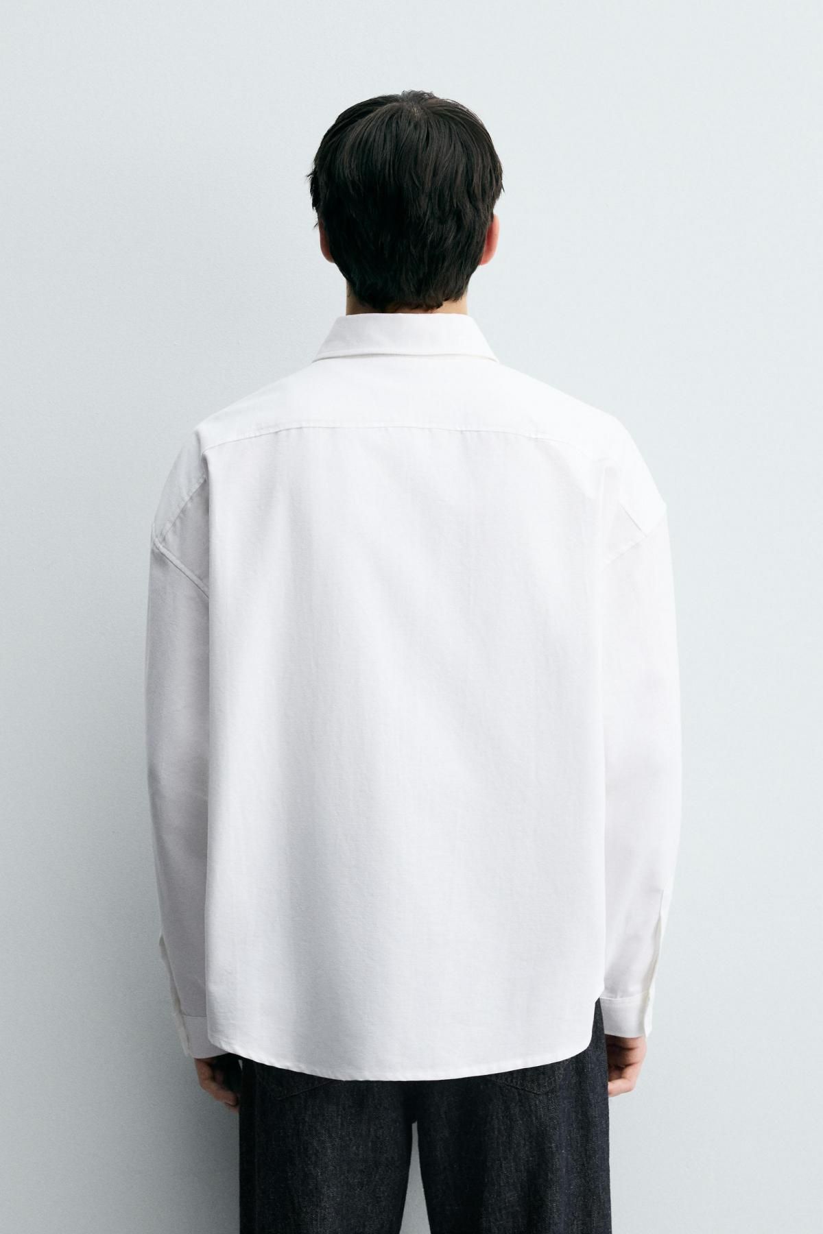 자라 오버사이즈 옥스포드 화이트 코튼 긴팔 셔츠 7446/311 WHITE - 상세 이미지 4