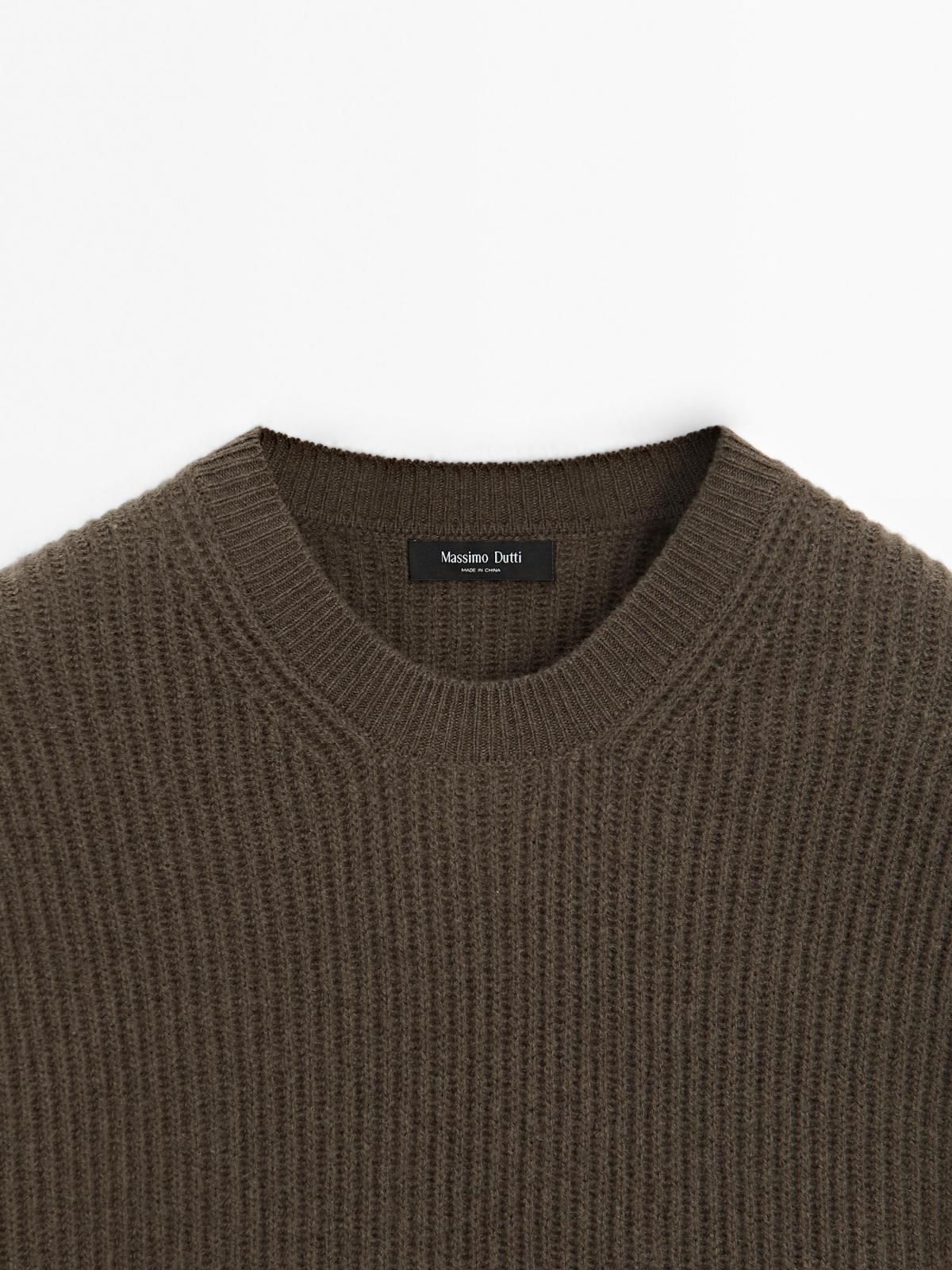 마시모두띠 울블렌드 크루넥 골지 니트 스웨터 1046/228 PALE OCHRE - 상세 이미지 3